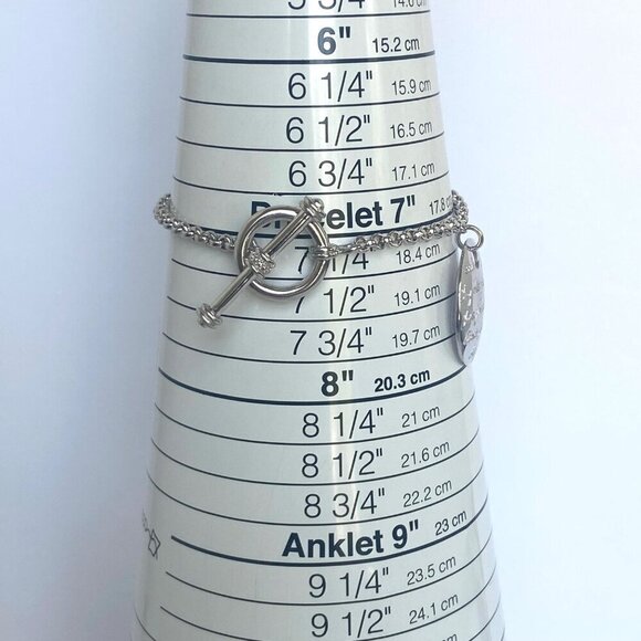 Sterling Silver 925 Engraved Joy Alegria Joie Gioja Rolo Chain Bracelet 7.25" - Picture 9 of 16